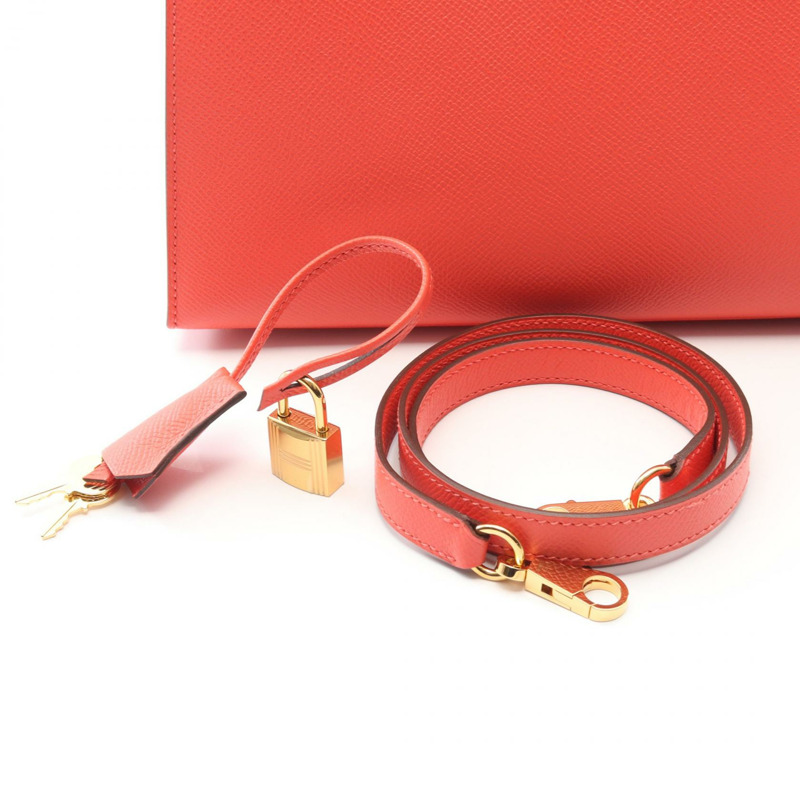 愛馬仕 Kelly 28 單肩手提包，外側縫線 Epsom Rose jaipur，二手，金色五金-5