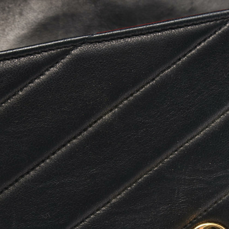 香奈兒斜紋縫線鏈條單肩包，羊皮材質，黑色，金色五金，二手女款-7