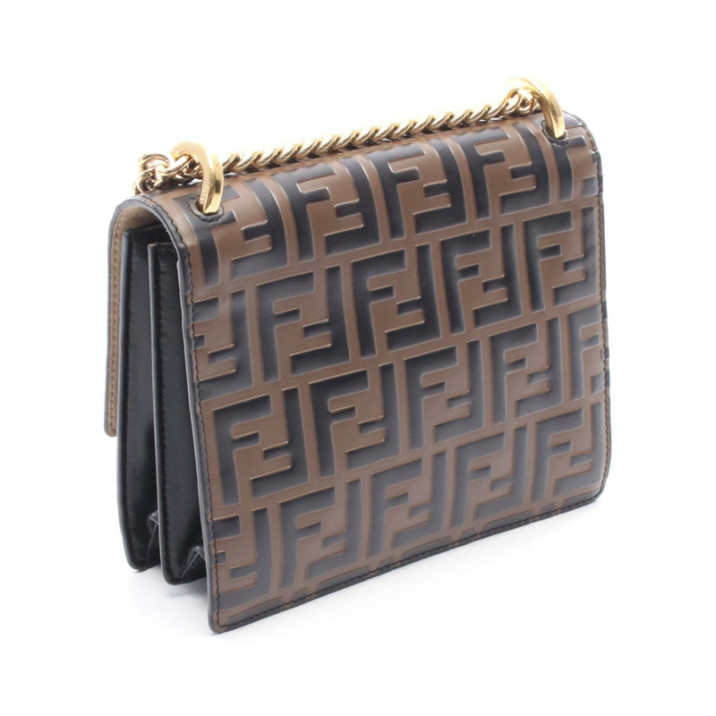 FENDI Zucca Can You 鏈條單肩包,棕色/黑色皮革,二手女款-1