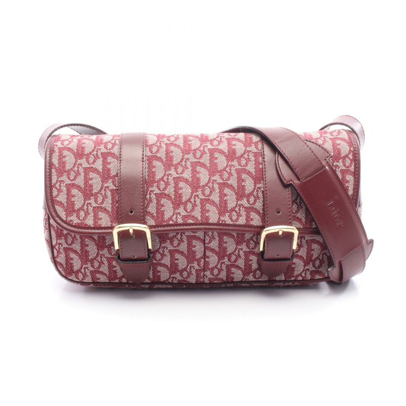 Dior Trotter 肩背包,帆布皮革,波爾多米色,二手女款-0