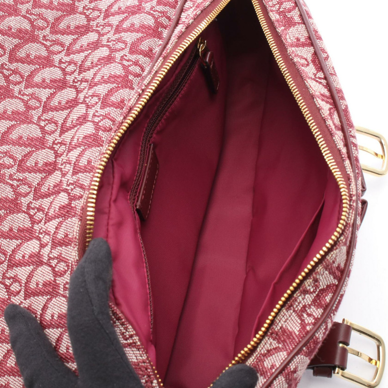 Dior Trotter 肩背包,帆布皮革,波爾多米色,二手女款-2