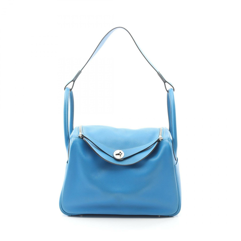 愛馬仕 Lindy 30 單肩包 T 073432CK Evercolor 藍色 Hydra 二手女士 SHW-0