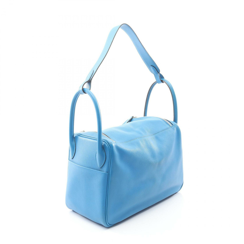 愛馬仕 Lindy 30 單肩包 T 073432CK Evercolor 藍色 Hydra 二手女士 SHW-1