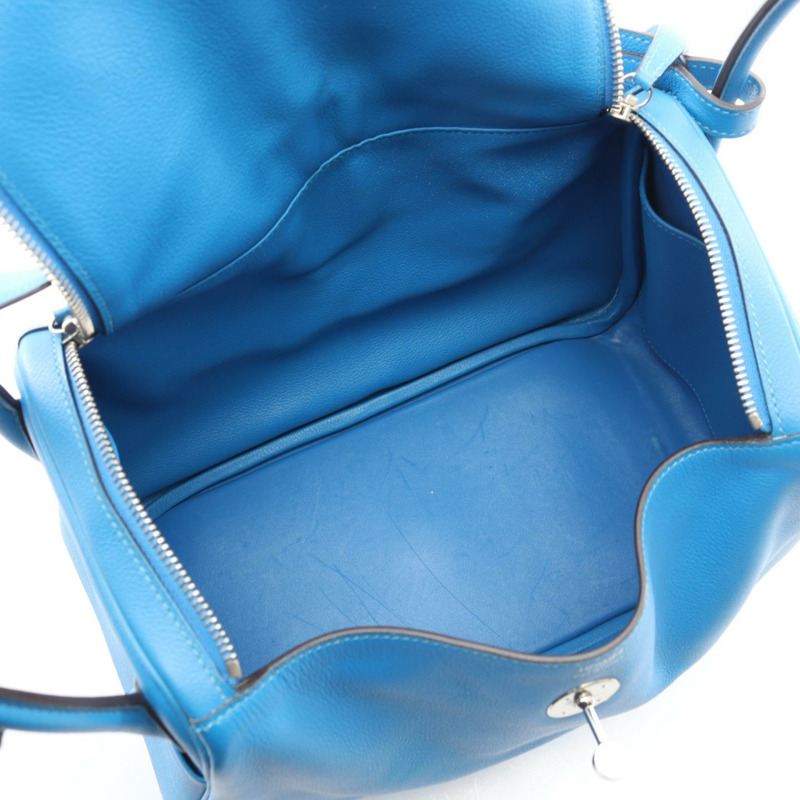 愛馬仕 Lindy 30 單肩包 T 073432CK Evercolor 藍色 Hydra 二手女士 SHW-2