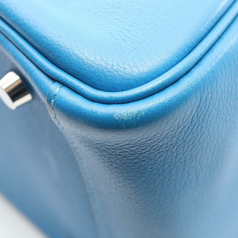 愛馬仕 Lindy 30 單肩包 T 073432CK Evercolor 藍色 Hydra 二手女士 SHW-6
