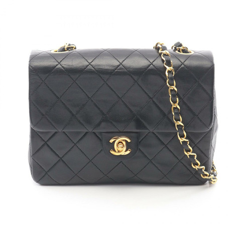 香奈兒 (CHANEL) 迷你絎縫 20 斜背鏈條包 A01163 羊皮 黑色 金色五金