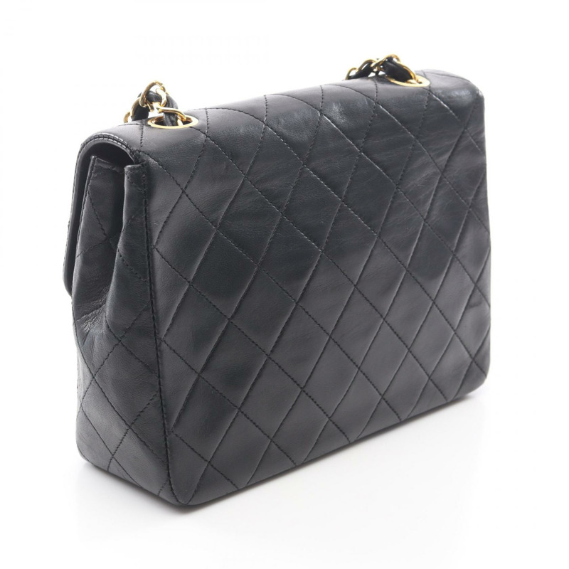 香奈兒 (CHANEL) 迷你絎縫 20 斜背鏈條包 A01163 羊皮 黑色 金色五金-1