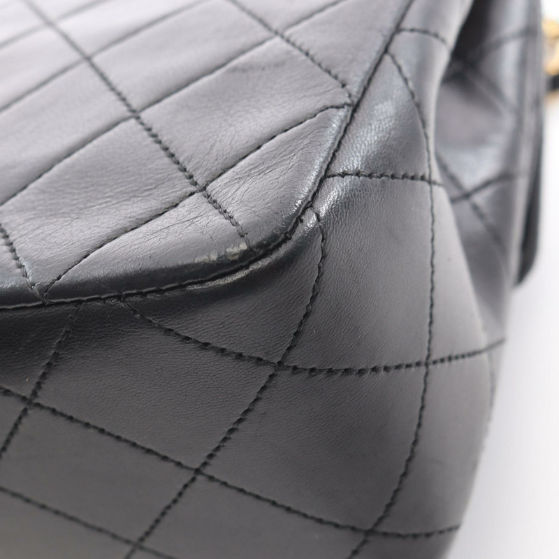 香奈兒 (CHANEL) 迷你絎縫 20 斜背鏈條包 A01163 羊皮 黑色 金色五金-5