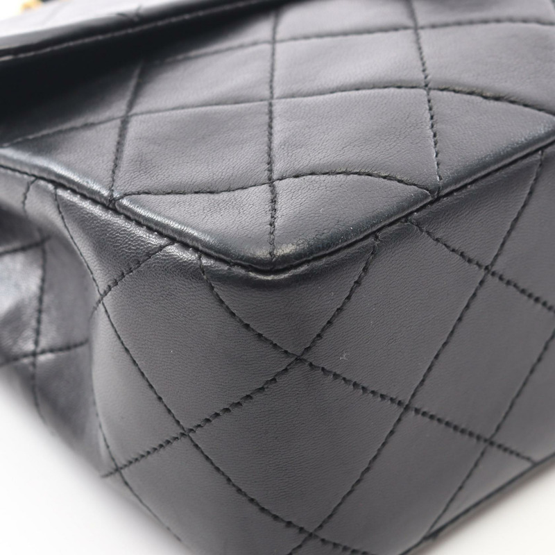 香奈兒 (CHANEL) 迷你絎縫 20 斜背鏈條包 A01163 羊皮 黑色 金色五金-7