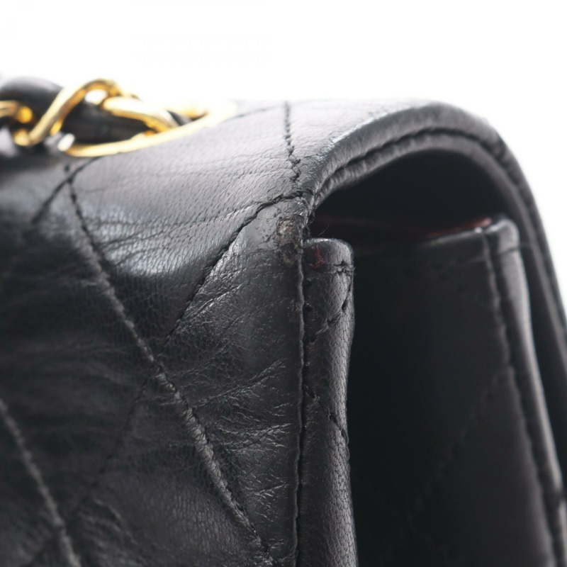 香奈兒 (CHANEL) 迷你絎縫 20 斜背鏈條包 A01163 羊皮 黑色 金色五金-9