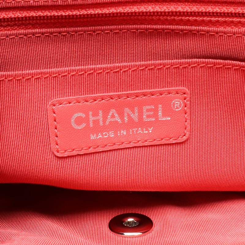 香奈兒 (CHANEL) 絎縫雙肩包，鏈條肩帶，A91121，羊皮，紅色，二手，帶五金配件-3