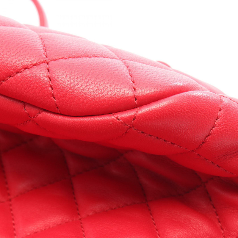 香奈兒 (CHANEL) 絎縫雙肩包，鏈條肩帶，A91121，羊皮，紅色，二手，帶五金配件-6