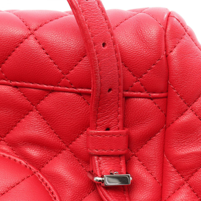 香奈兒 (CHANEL) 絎縫雙肩包，鏈條肩帶，A91121，羊皮，紅色，二手，帶五金配件-8