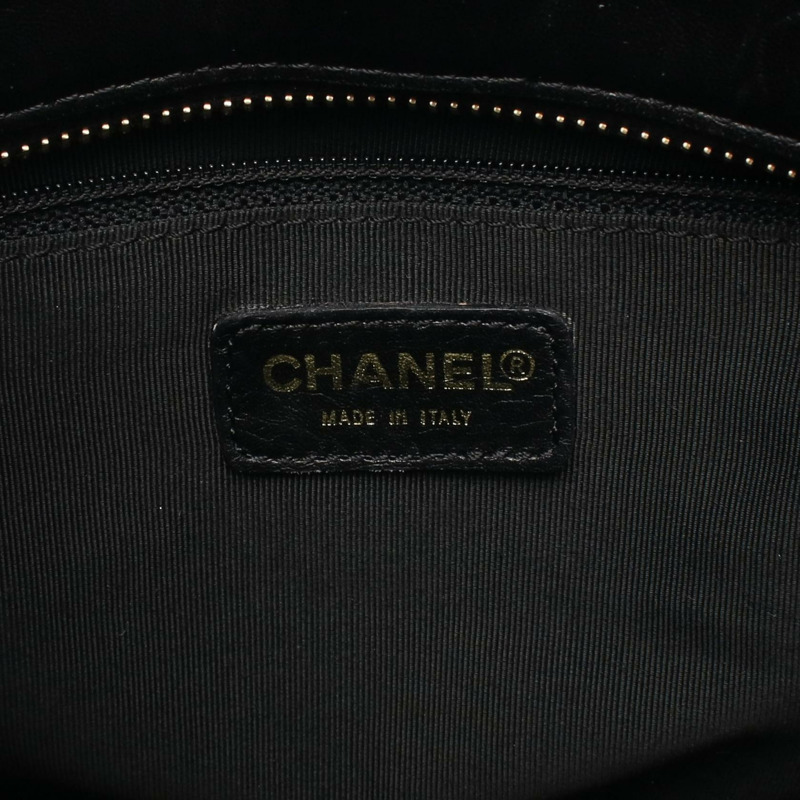 香奈兒巧克力棒 COCO 標誌手提包,羊皮,黑色,金色五金,二手,女士 CC-3