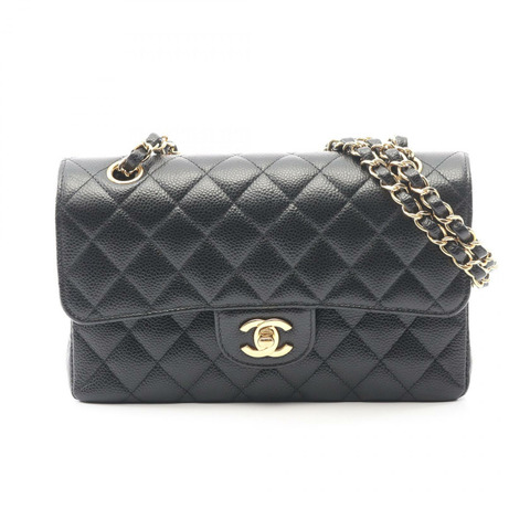 香奈兒 (CHANEL) Matelasse W 翻蓋鏈條單背包 A01113 小牛皮 BK 二手 GHW