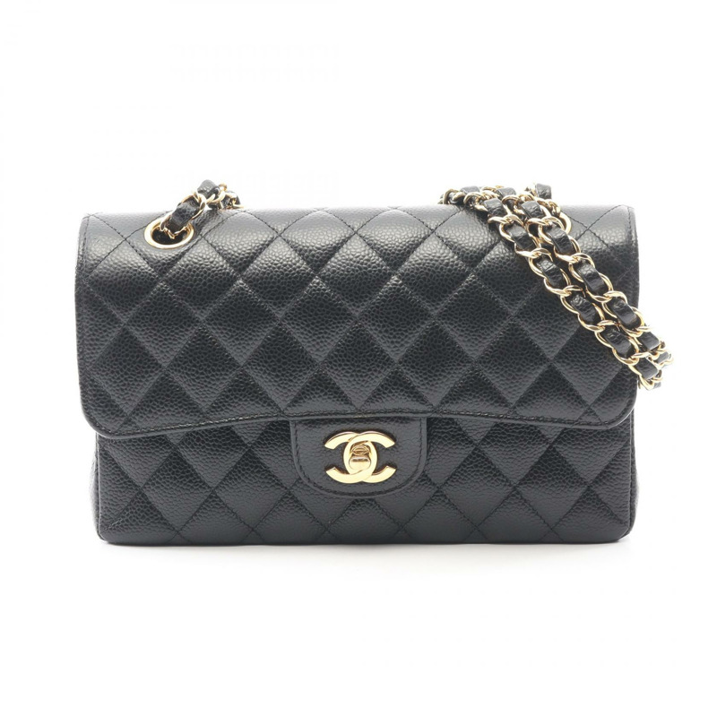 香奈兒 (CHANEL) Matelasse W 翻蓋鏈條單背包 A01113 小牛皮 BK 二手 GHW-0