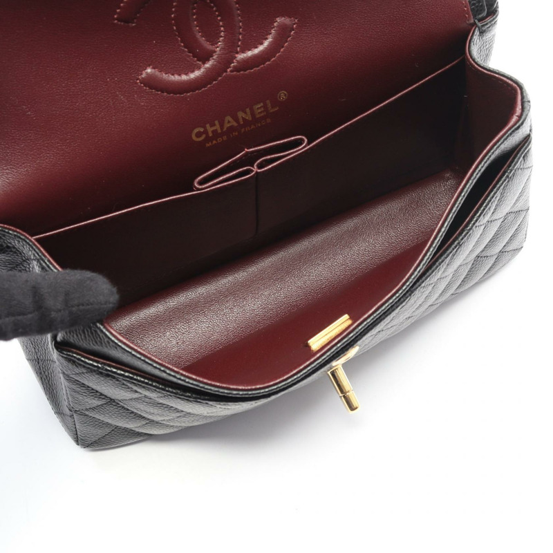 香奈兒 (CHANEL) Matelasse W 翻蓋鏈條單背包 A01113 小牛皮 BK 二手 GHW-2