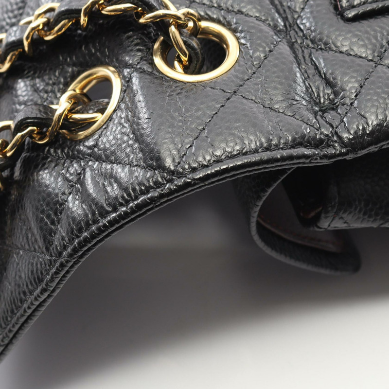 香奈兒 (CHANEL) Matelasse W 翻蓋鏈條單背包 A01113 小牛皮 BK 二手 GHW-7