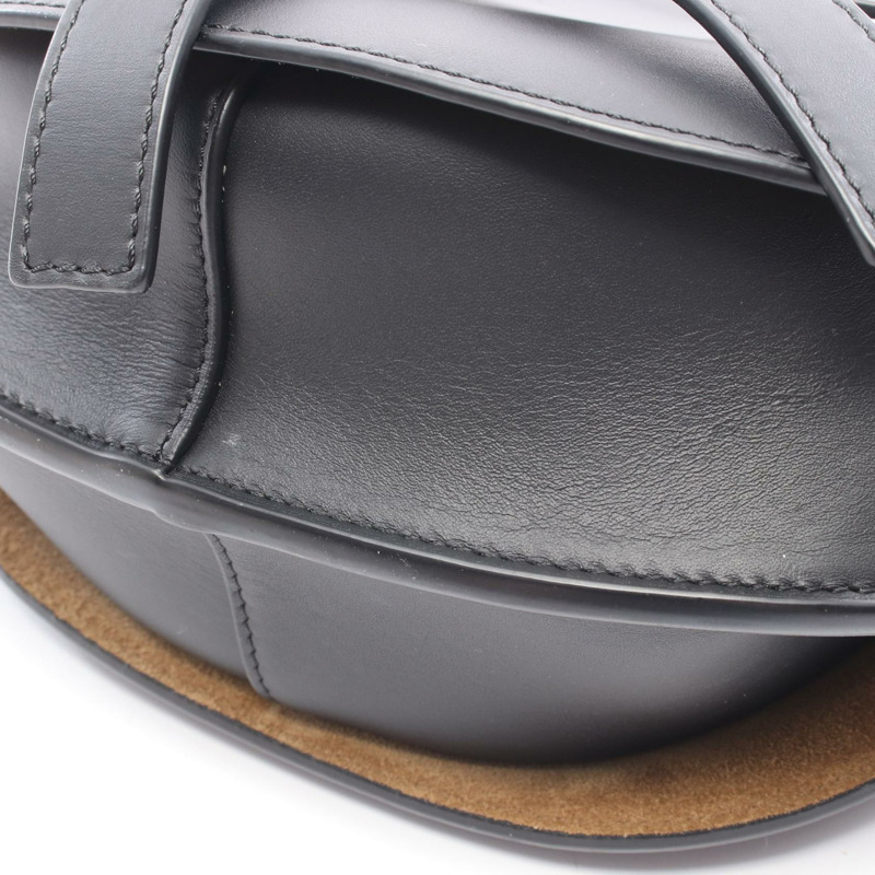 LOEWE Gate 小號單肩斜背包,皮革帆布材質,黑色,二手女款-4