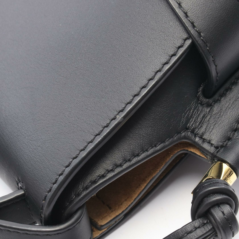 LOEWE Gate 小號單肩斜背包,皮革帆布材質,黑色,二手女款-6