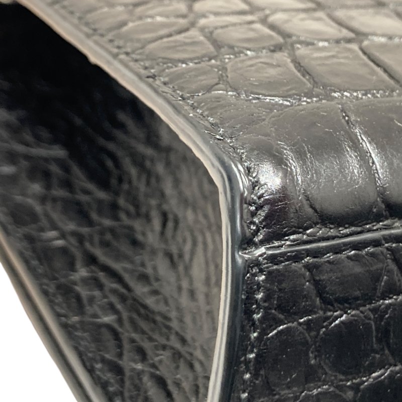 SAINT LAURENT 聖羅蘭 KATE 354119 黑色 鱷魚皮壓紋 鏈條 單肩包-11