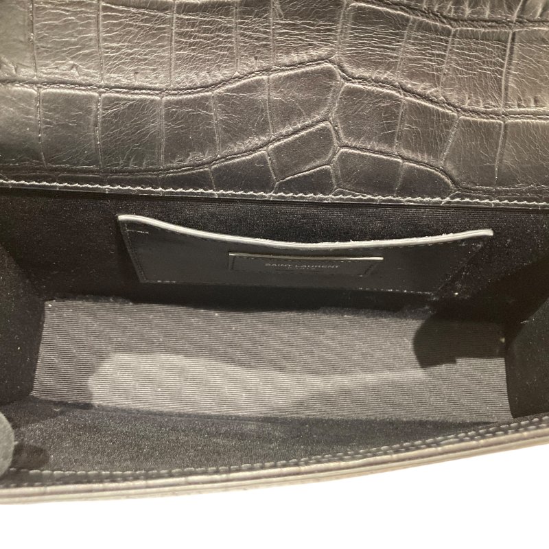 SAINT LAURENT 聖羅蘭 KATE 354119 黑色 鱷魚皮壓紋 鏈條 單肩包-13