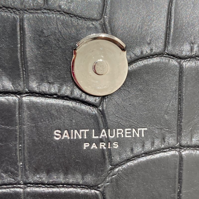 SAINT LAURENT 聖羅蘭 KATE 354119 黑色 鱷魚皮壓紋 鏈條 單肩包-17