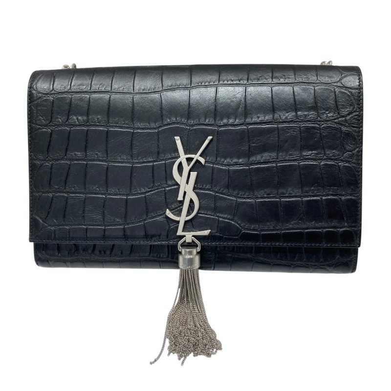 SAINT LAURENT 聖羅蘭 KATE 354119 黑色 鱷魚皮壓紋 鏈條 單肩包-2