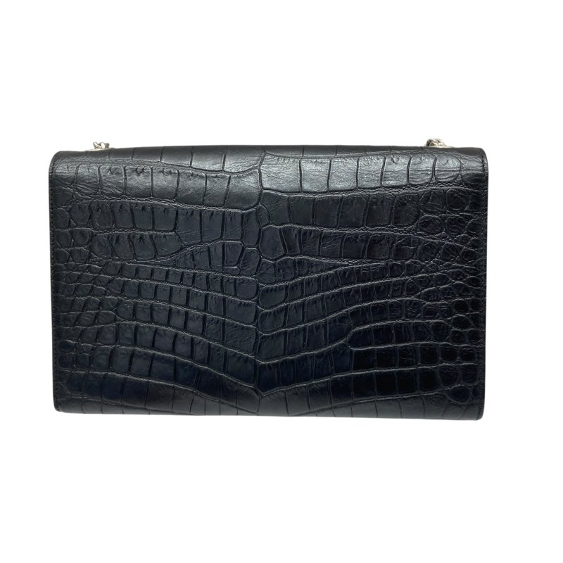 SAINT LAURENT 聖羅蘭 KATE 354119 黑色 鱷魚皮壓紋 鏈條 單肩包-3
