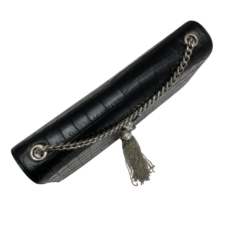 SAINT LAURENT 聖羅蘭 KATE 354119 黑色 鱷魚皮壓紋 鏈條 單肩包-7