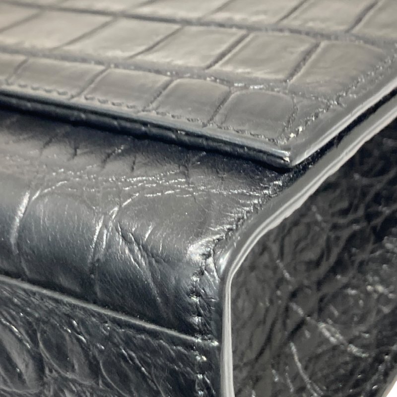 SAINT LAURENT 聖羅蘭 KATE 354119 黑色 鱷魚皮壓紋 鏈條 單肩包-8