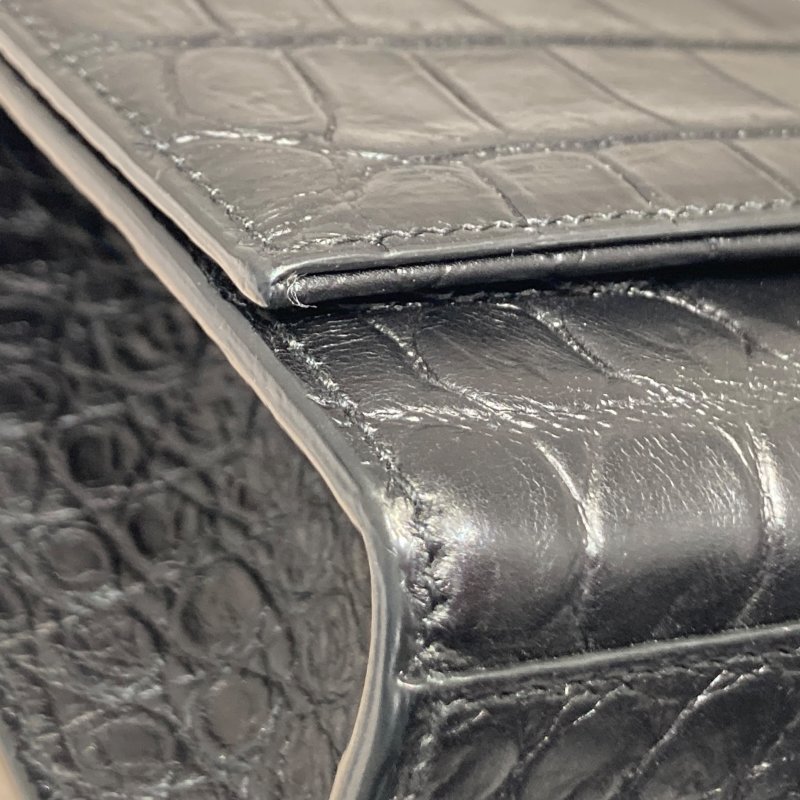 SAINT LAURENT 聖羅蘭 KATE 354119 黑色 鱷魚皮壓紋 鏈條 單肩包-9