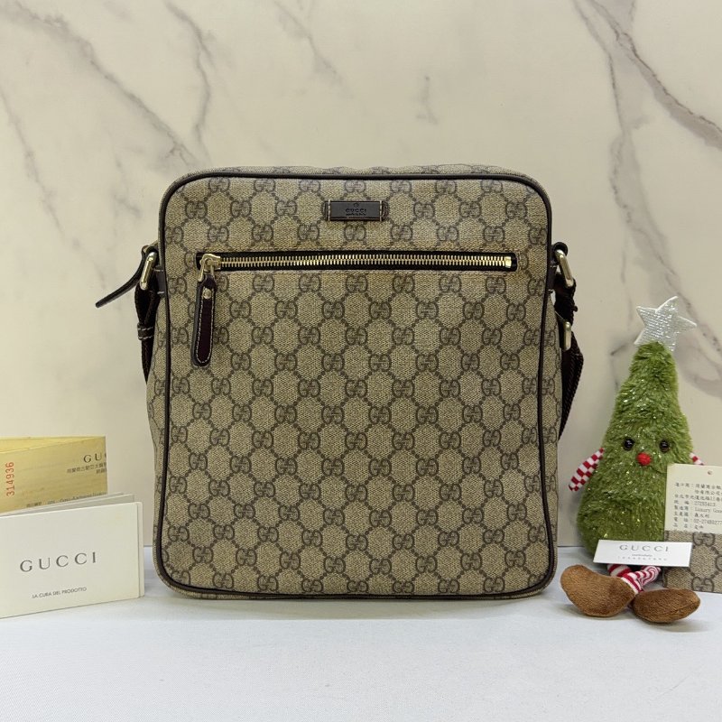 GUCCI 經典 GG Supreme帆布斜背包-0