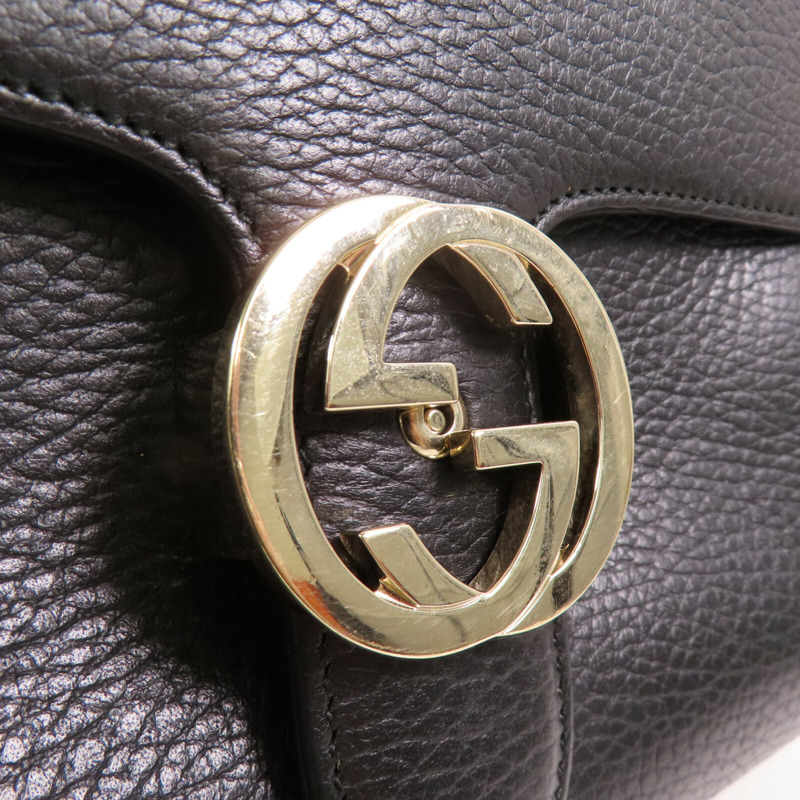 GUCCI 牛皮皮革Interlocking G Chain金扣手挽肩背兩用袋-5