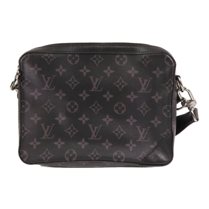 LOUIS VUITTON Monogram Eclipse Reverse Trio Messenger銀扣肩背袋灰色-1