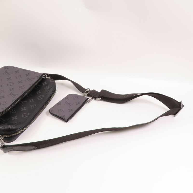 LOUIS VUITTON Monogram Eclipse Reverse Trio Messenger銀扣肩背袋灰色-4