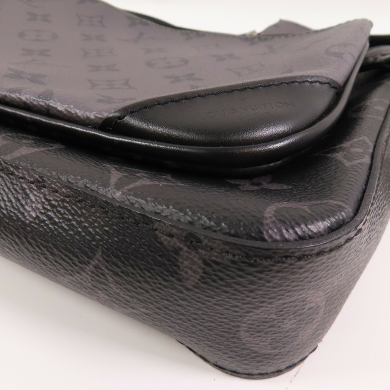 LOUIS VUITTON Monogram Eclipse Reverse Trio Messenger銀扣肩背袋灰色-6