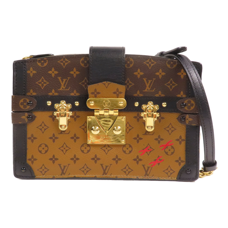 LOUIS VUITTON Monogram Reverse Trunk Clutch金扣肩背袋-0