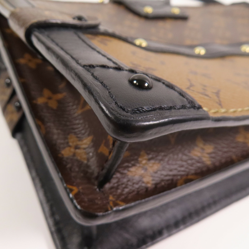 LOUIS VUITTON Monogram Reverse Trunk Clutch金扣肩背袋-9