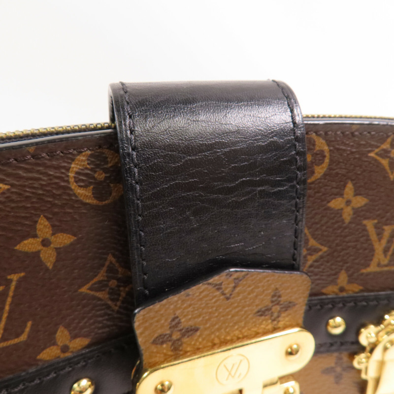 LOUIS VUITTON Monogram Reverse Trunk Clutch金扣肩背袋-12