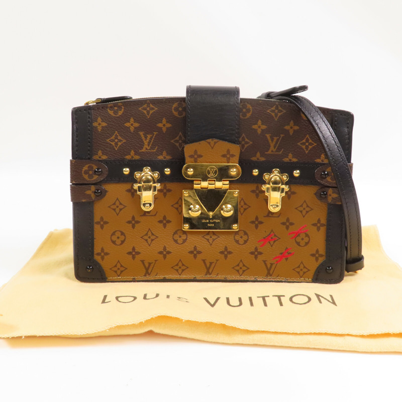 LOUIS VUITTON Monogram Reverse Trunk Clutch金扣肩背袋-20