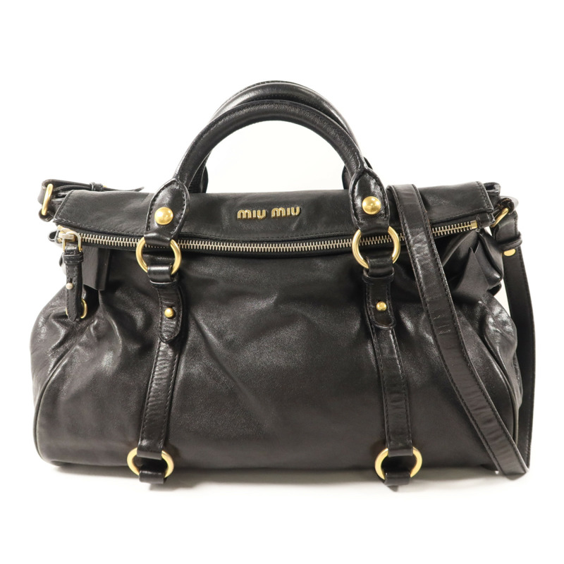 Miu Miu 牛皮皮革2 Way Shoulder Bag金扣手挽肩背兩用袋-0