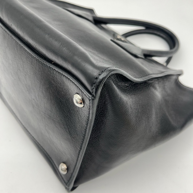 「JL精品代購」 Prada黑色牛皮GlaceCalf 2way托特包-10