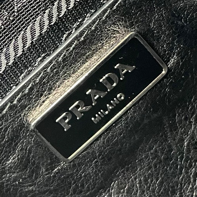 「JL精品代購」 Prada黑色牛皮GlaceCalf 2way托特包-16