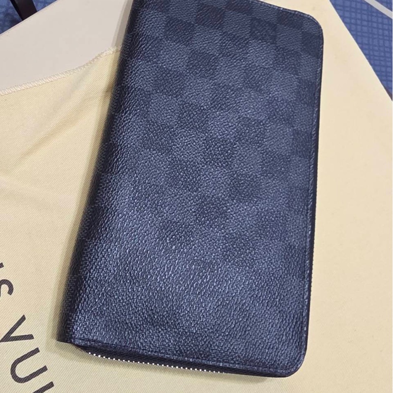 LOUIS  VUITTON 黑色棋盤格拉鍊長夾-0