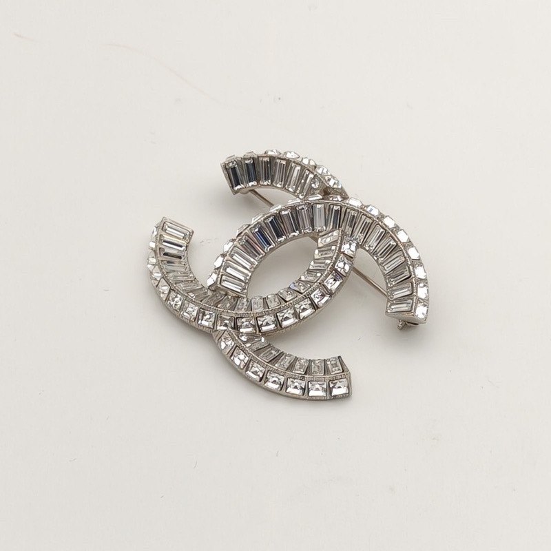 CHANEL 合金冰糖方鑽雙C胸針-2