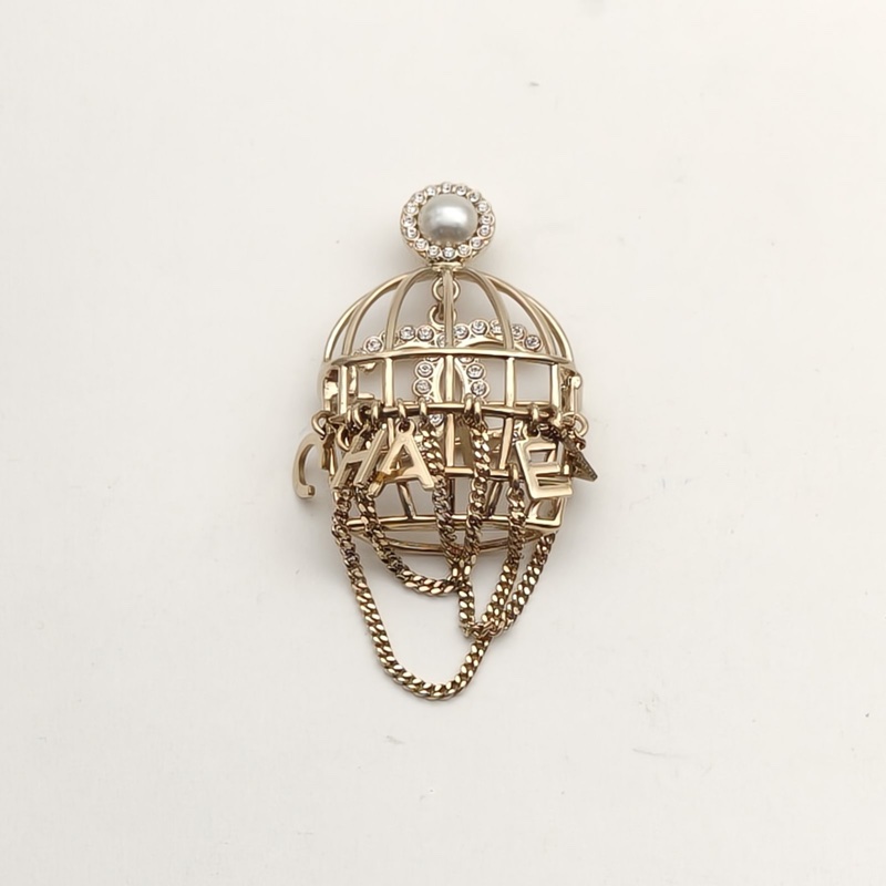 CHANEL 合金24V鳥籠胸針-2