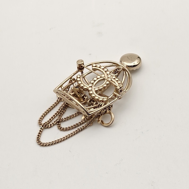 CHANEL 合金24V鳥籠胸針-4