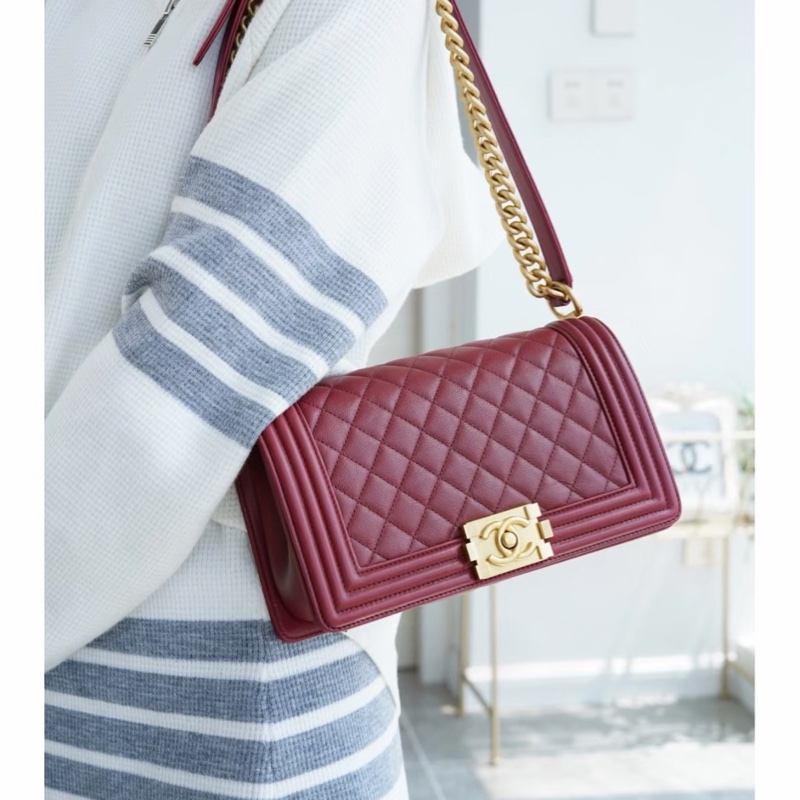 🈶購證 #大全配🉑送禮 #波爾多紅 香奈兒leboy25中號 專櫃25萬多🔥-1