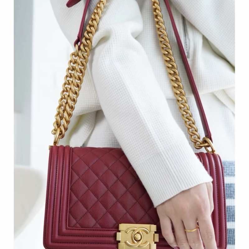 🈶購證 #大全配🉑送禮 #波爾多紅 香奈兒leboy25中號 專櫃25萬多🔥-5